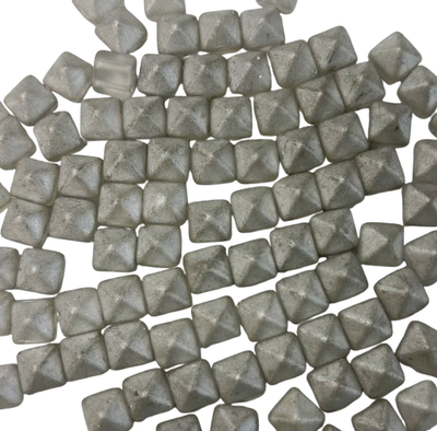 8mm Matte Silver Pyramid Czech Cabochons