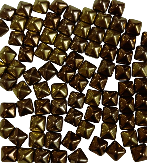 8mm Dark Copper Pyramid Czech Cabochons