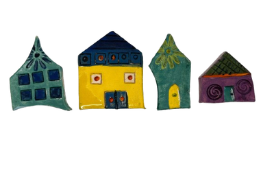 4 Handcrafted Ceramic House Tiles