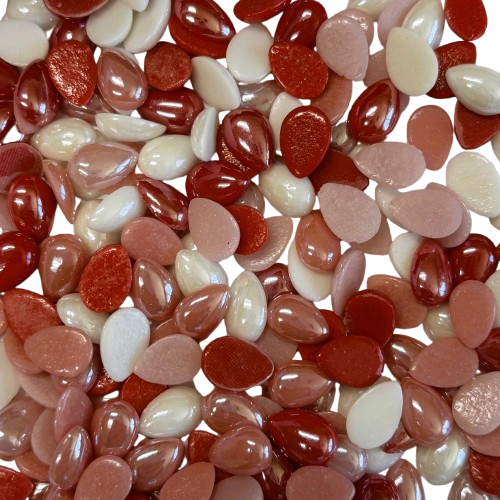 50 Valentine Mix Mix Glass 12mm Teardrop Tiles