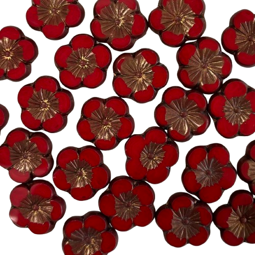 21 mm Red Czech Glass Flower