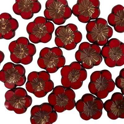 21 mm Red Czech Glass Flower