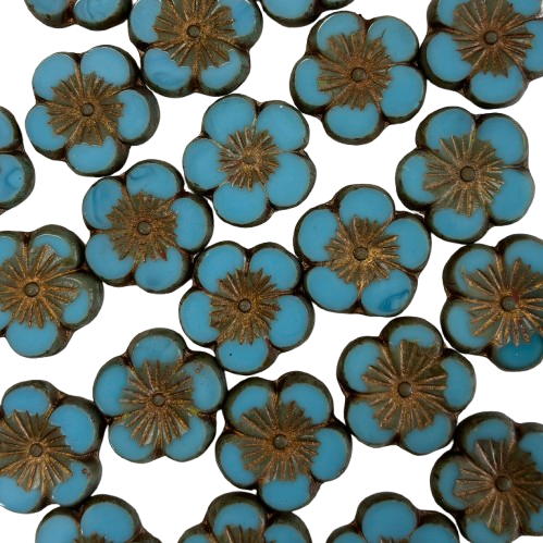 21 mm Sky Blue Czech Glass Flower