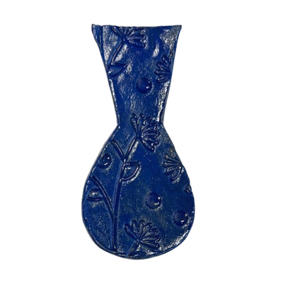 Small Blue Patterned Ceramic Vase – 3&quot; Tall
