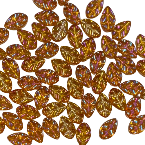 Iridescent Amber Glass Leaves