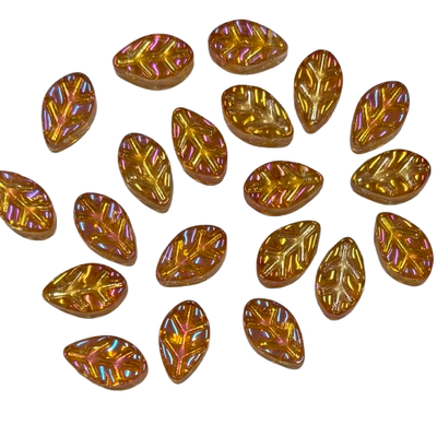 Iridescent Amber Glass Leaves