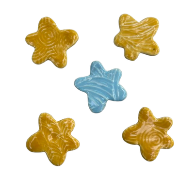 5 Handcrafted Ceramic Star Flower Tiles