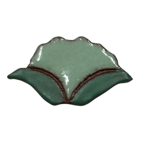Light Teal Ceramic Flower with Leaves