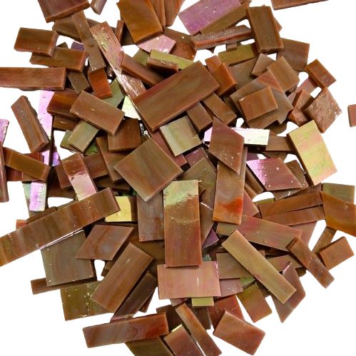 Iridescent Salmon Red &amp; Brown Stained Glass Offcuts 1/2 Lb