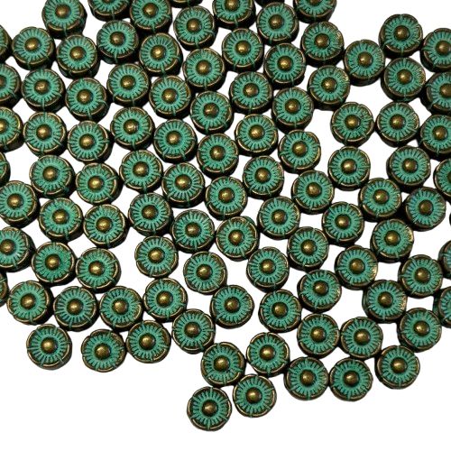 10 Teal &amp; Bronze Metal Daisies (1/4&quot; Diameter)