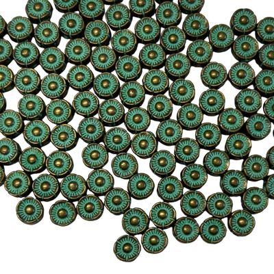 10 Teal &amp; Bronze Metal Daisies (1/4&quot; Diameter)