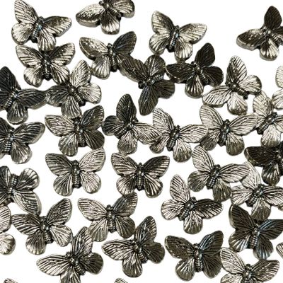 5 Silver Butterflies