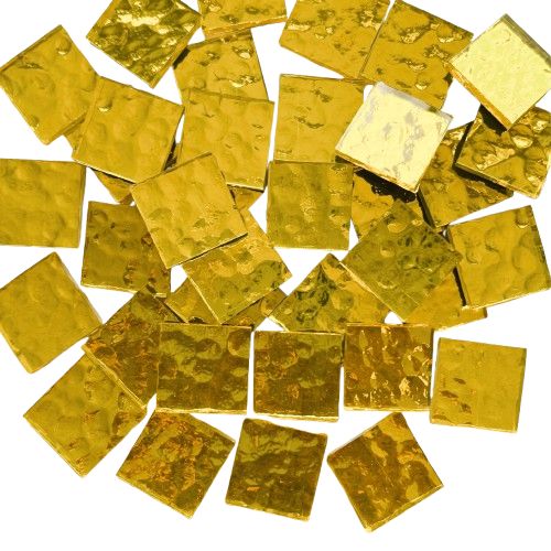 Bright Yellow Hammered Mirror Tiles