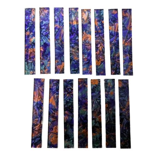 15 Violet, Bluegreen &amp; Copper Stained Glass Van Gogh Large Rectangle Tiles
