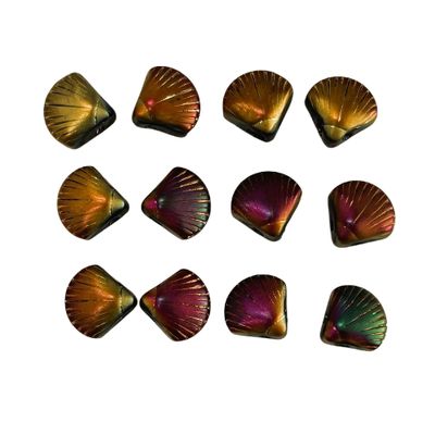 Glass Iridescent Bronze Shell  Beads  - 10mm