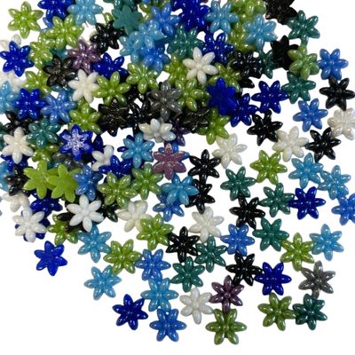 50 Glass Flower Cabochons (Cool Color Mix) 10mm