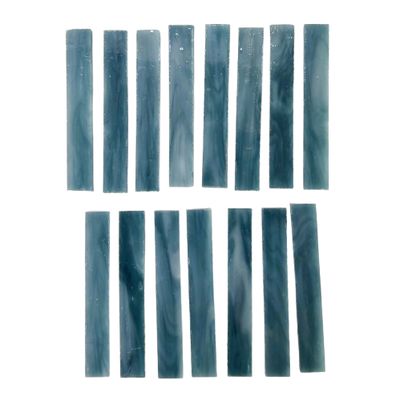 15  Blue Gray Stained Glass Large Rectangle Tiles