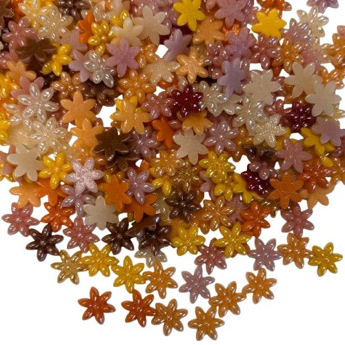50 Glass Flower Cabochons (Warm Color Mix) 10mm