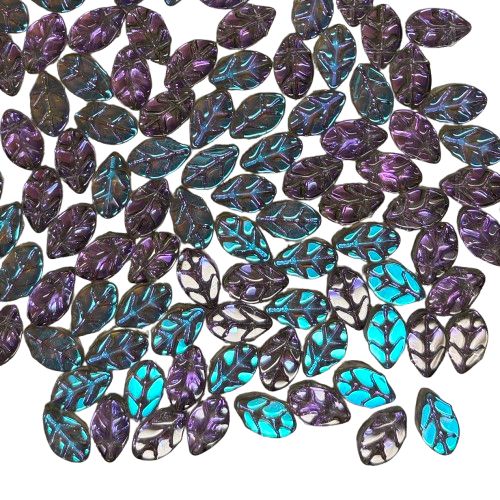 Iridescent Lavendar Glass Leaves