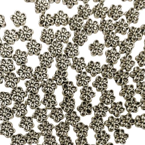 25 Silver Metal Flowers (1/4&quot; Diameter)