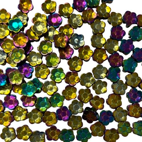 20 Rainbow Hematite Flower  Beads 8mm