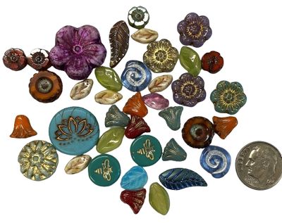 1 Oz. Grab Bag  of Flowers,Cabochons &amp; Leaves