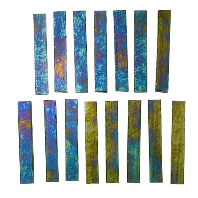 15 Iridescent Green Stained Glass Large Rectangle Tiles