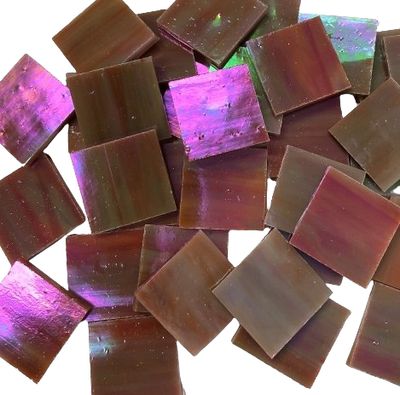 Iridescent Salmon Red &amp; Brown Swirled Tiles