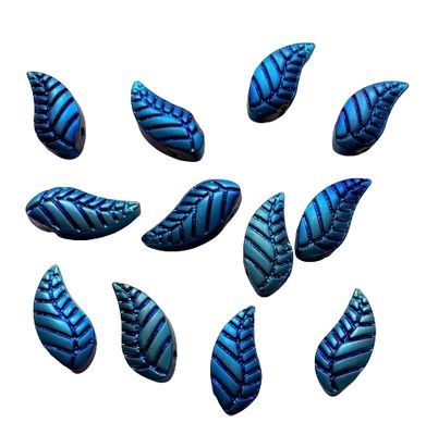 Large Blue Metallic Glass Leaves