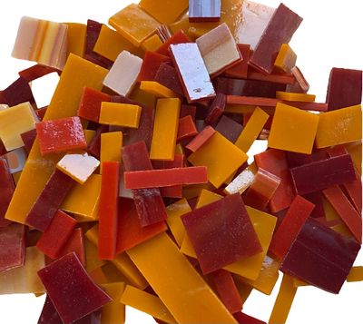 Red &amp; Orange Mix Stained Glass Offcuts 1/2 Lb
