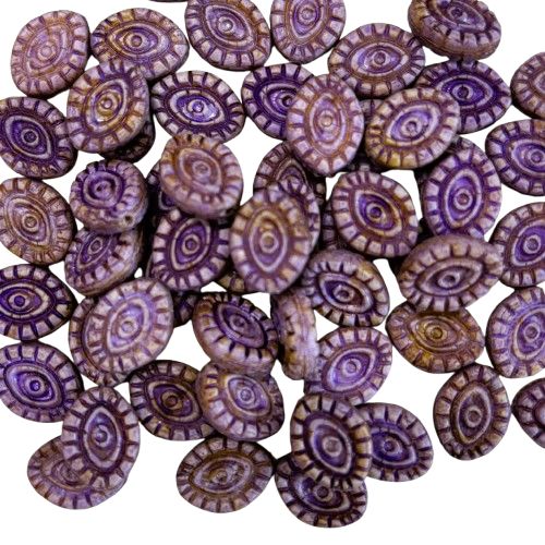 2 Purple Mystic Eye Czech Glass Cabochons