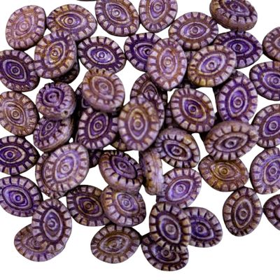 2 Purple Mystic Eye Czech Glass Cabochons