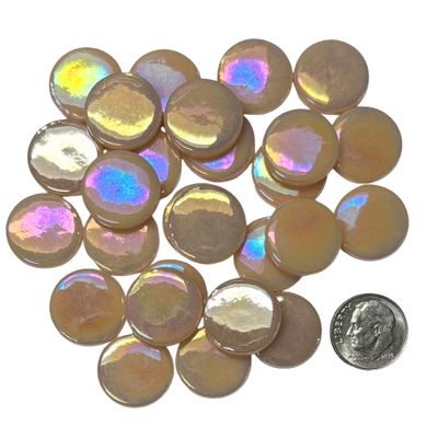 18mm Iridized Blush Pink Glass Penny Rounds