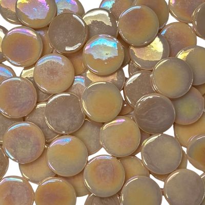 18mm Iridized Blush Pink Glass Penny Rounds