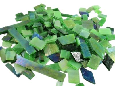 Iridescent Leaf Green Stained Glass Offcuts 1/2 Lb