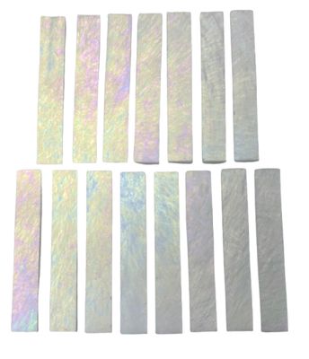 15 Iridescent White Stained Glass Large Rectangle Tiles