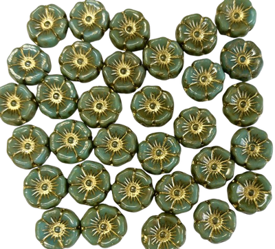12mm Tea Green Hibiscus Glass Flowers