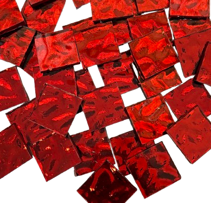 Red Waves Mirror Tiles