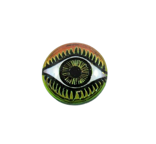 chartreuse and pink glass eye cabochon 14mm