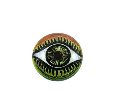 chartreuse and pink glass eye cabochon 14mm