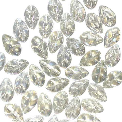 20 Iridescent Crystal Glass Leaves