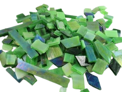 Iridescent Green Stained Glass Offcuts 1/2 Lb