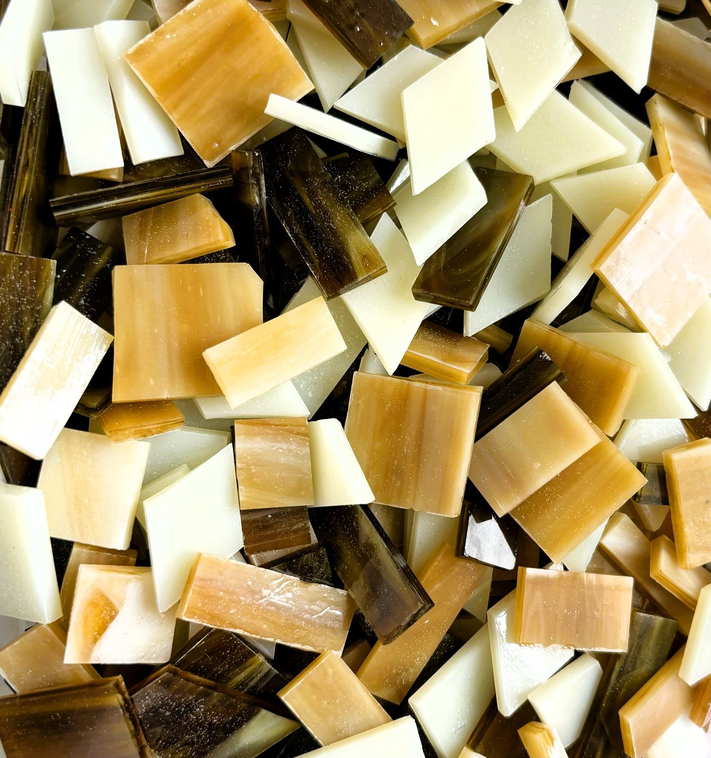 Tan, Amber &amp; Brown Mix Stained Glass Offcuts 1/2 Lb
