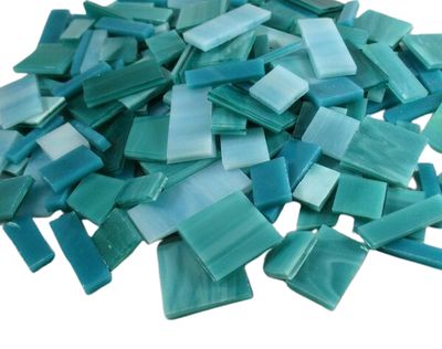 Teal &amp; Turquoise Mix Stained Glass Offcuts 1/2 Lb
