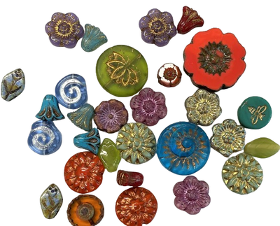 1 Oz. Grab Bag of Flowers,Cabochons & Leaves