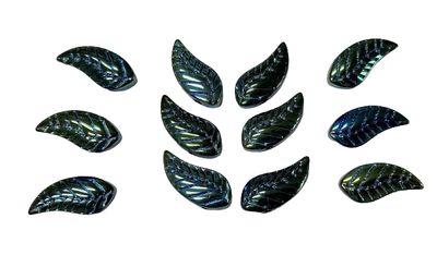 Large Dark Green Metallic Glass Leaves Large Dark Green Metallic Glass Leaves
