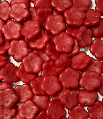 Crimson Red Czech Glass Flowers