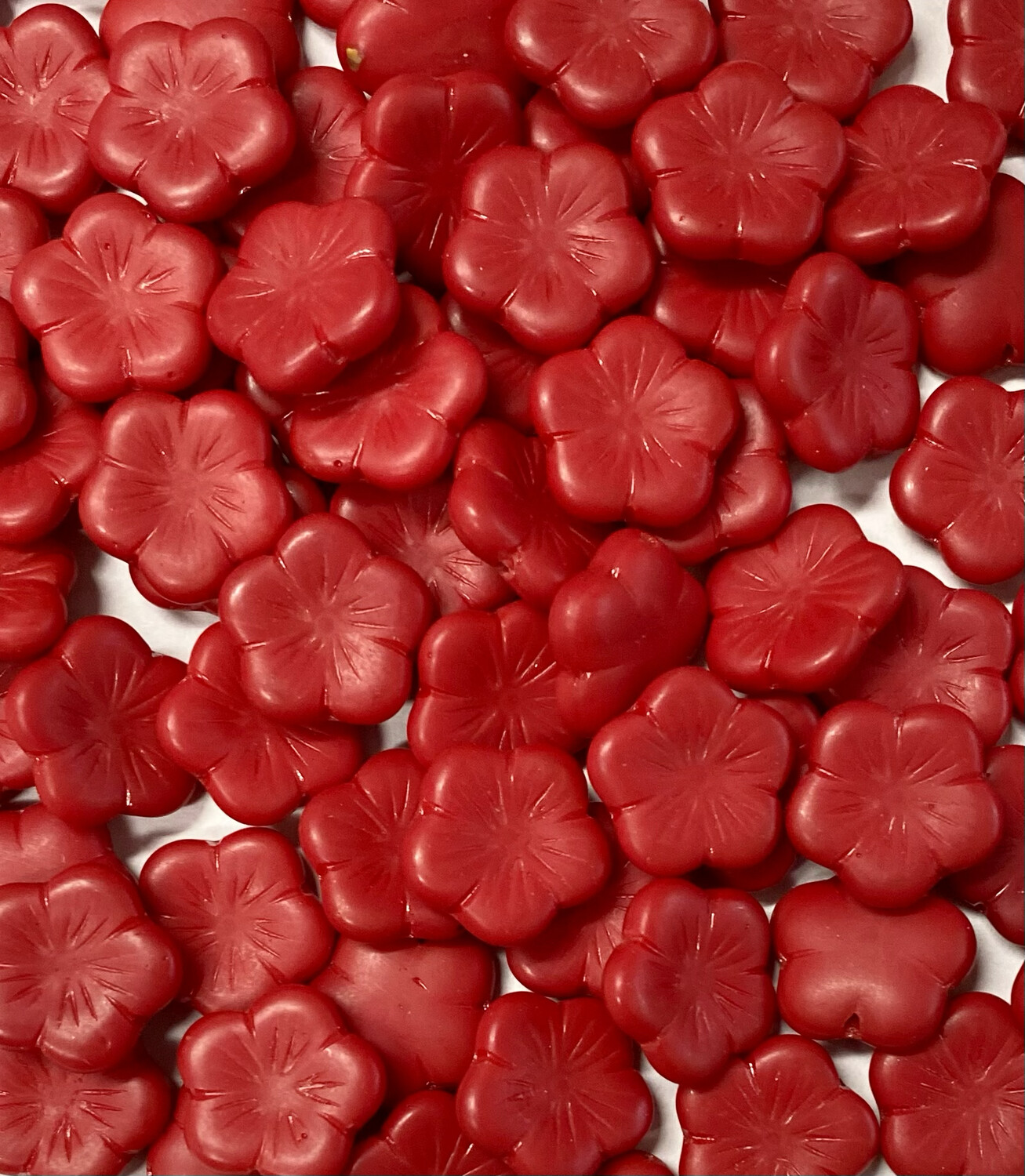 Crimson Red Czech Glass Flowers