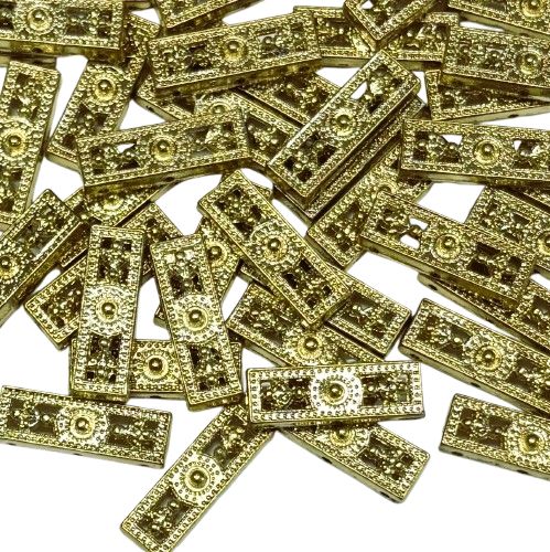 8 Gold Metal Bar Beads