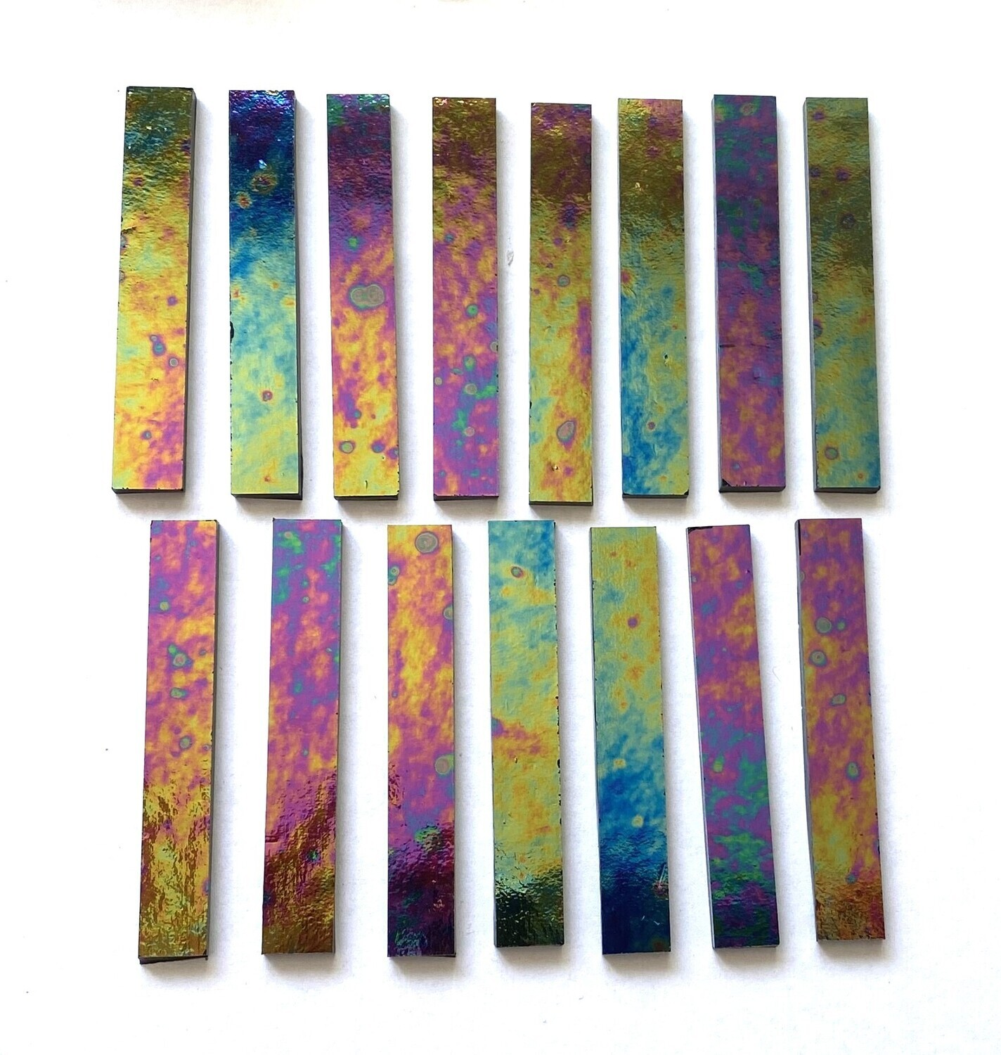 15 Iridescent Black Stained Glass Large Rectangle Tiles